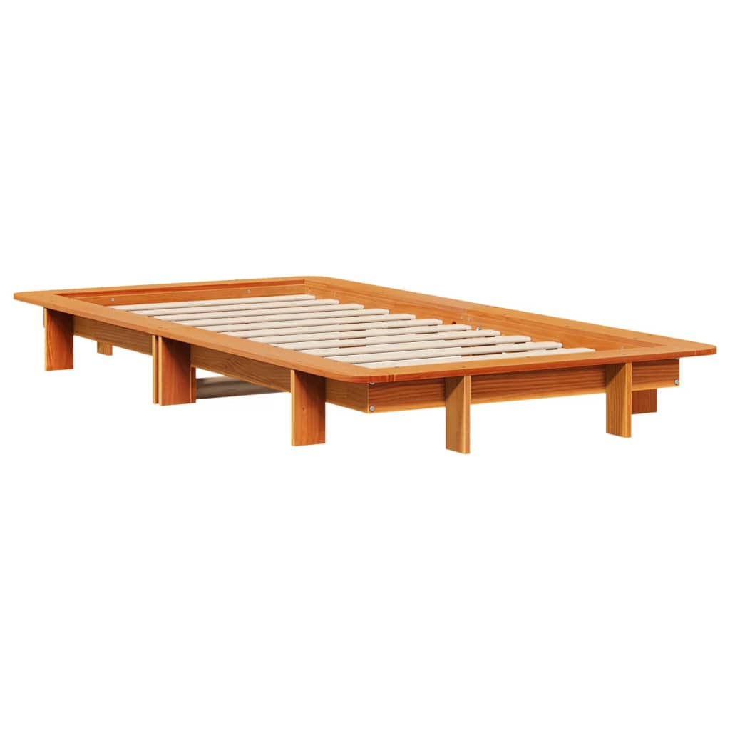 Bed Frame without Mattress Wax Brown 100x200 cm Solid Wood Pine